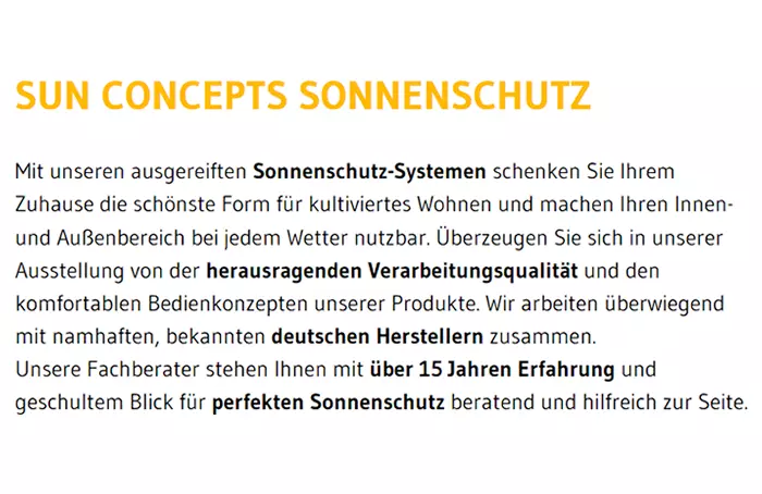 Sonnenschutz Systeme